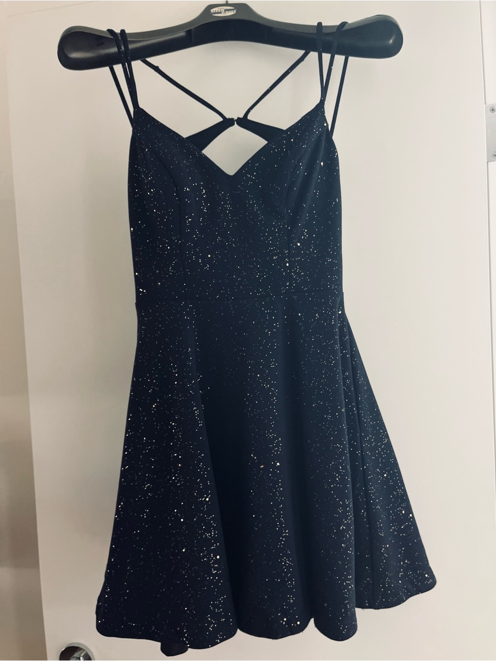 Navy Sparkle Strappy Fit-and-Flare Dress